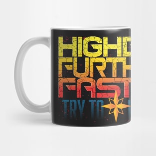 Higher further faster, superhero, comics, Mug